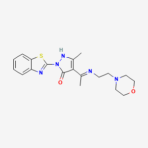 molecular formula C19H23N5O2S B10876156 (4Z)-2-(1,3-benzothiazol-2-yl)-5-methyl-4-(1-{[2-(morpholin-4-yl)ethyl]amino}ethylidene)-2,4-dihydro-3H-pyrazol-3-one 