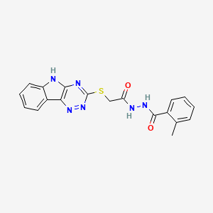 2-methyl-N'-[(5H-[1,2,4]triazino[5,6-b]indol-3-ylsulfanyl)acetyl]benzohydrazide