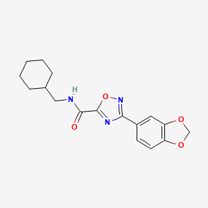 molecular formula C17H19N3O4 B10876175 3-(1,3-benzodioxol-5-yl)-N-(cyclohexylmethyl)-1,2,4-oxadiazole-5-carboxamide 