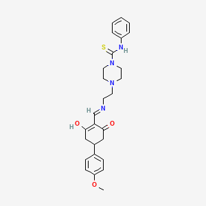 4-[2-({[4-(4-methoxyphenyl)-2,6-dioxocyclohexylidene]methyl}amino)ethyl]-N-phenylpiperazine-1-carbothioamide