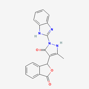 molecular formula C19H14N4O3 B10876239 3-[1-(1H-benzimidazol-2-yl)-5-hydroxy-3-methyl-1H-pyrazol-4-yl]-2-benzofuran-1(3H)-one 