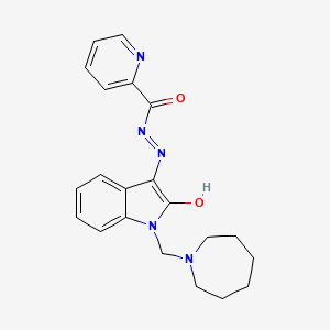 molecular formula C21H23N5O2 B10876246 N'-[(3Z)-1-(azepan-1-ylmethyl)-2-oxo-1,2-dihydro-3H-indol-3-ylidene]pyridine-2-carbohydrazide 