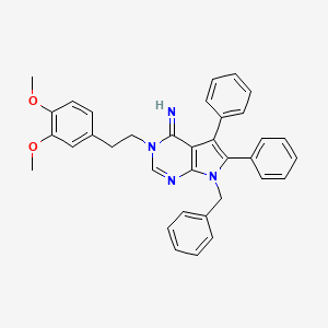 molecular formula C35H32N4O2 B10876272 7-benzyl-3-[2-(3,4-dimethoxyphenyl)ethyl]-5,6-diphenyl-3,7-dihydro-4H-pyrrolo[2,3-d]pyrimidin-4-imine 