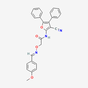 molecular formula C27H21N3O4 B10876301 N-(3-cyano-4,5-diphenylfuran-2-yl)-2-({[(E)-(4-methoxyphenyl)methylidene]amino}oxy)acetamide 