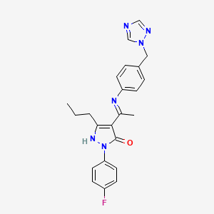 molecular formula C23H23FN6O B10876306 (4Z)-2-(4-fluorophenyl)-5-propyl-4-(1-{[4-(1H-1,2,4-triazol-1-ylmethyl)phenyl]amino}ethylidene)-2,4-dihydro-3H-pyrazol-3-one 