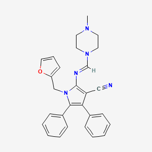 molecular formula C28H27N5O B10876309 1-(furan-2-ylmethyl)-2-{[(E)-(4-methylpiperazin-1-yl)methylidene]amino}-4,5-diphenyl-1H-pyrrole-3-carbonitrile 