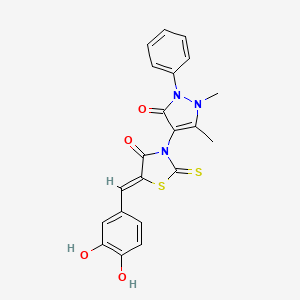 (5Z)-5-(3,4-dihydroxybenzylidene)-3-(1,5-dimethyl-3-oxo-2-phenyl-2,3-dihydro-1H-pyrazol-4-yl)-2-thioxo-1,3-thiazolidin-4-one