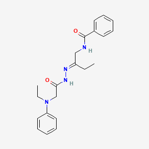 molecular formula C21H26N4O2 B10876383 N~1~-(2-{2-[2-(Ethylanilino)acetyl]hydrazono}butyl)benzamide 