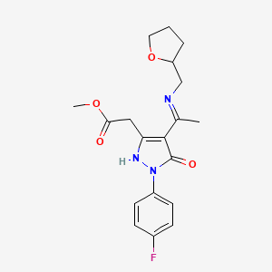 molecular formula C19H22FN3O4 B10876384 methyl [(4Z)-1-(4-fluorophenyl)-5-oxo-4-{1-[(tetrahydrofuran-2-ylmethyl)amino]ethylidene}-4,5-dihydro-1H-pyrazol-3-yl]acetate 