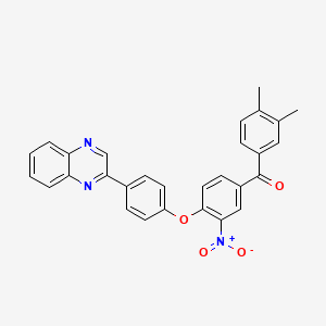 molecular formula C29H21N3O4 B10876389 (3,4-Dimethylphenyl){3-nitro-4-[4-(quinoxalin-2-yl)phenoxy]phenyl}methanone 