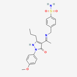 molecular formula C22H26N4O4S B10876403 4-[({(1Z)-1-[1-(4-methoxyphenyl)-5-oxo-3-propyl-1,5-dihydro-4H-pyrazol-4-ylidene]ethyl}amino)methyl]benzenesulfonamide 