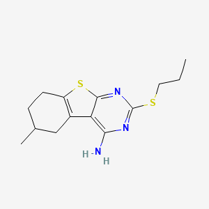 molecular formula C14H19N3S2 B10876501 6-Methyl-2-(propylsulfanyl)-5,6,7,8-tetrahydro[1]benzothieno[2,3-d]pyrimidin-4-amine 