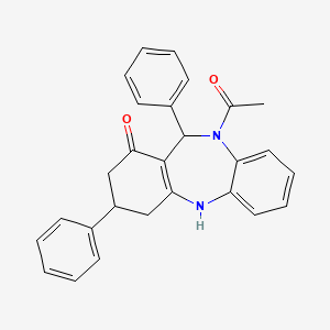 1-(1-hydroxy-3,11-diphenyl-2,3,4,11-tetrahydro-10H-dibenzo[b,e][1,4]diazepin-10-yl)ethanone