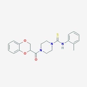 molecular formula C21H23N3O3S B10876521 4-(2,3-dihydro-1,4-benzodioxin-2-ylcarbonyl)-N-(2-methylphenyl)piperazine-1-carbothioamide 