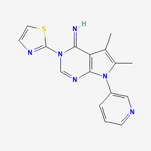 molecular formula C16H14N6S B10876536 5,6-dimethyl-7-(pyridin-3-yl)-3-(1,3-thiazol-2-yl)-3,7-dihydro-4H-pyrrolo[2,3-d]pyrimidin-4-imine 