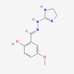 molecular formula C11H14N4O2 B10876557 2-{(E)-[2-(4,5-dihydro-1H-imidazol-2-yl)hydrazinylidene]methyl}-4-methoxyphenol 