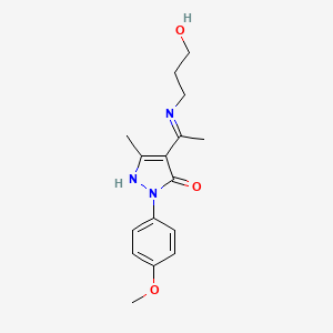 (4Z)-4-{1-[(3-hydroxypropyl)amino]ethylidene}-2-(4-methoxyphenyl)-5-methyl-2,4-dihydro-3H-pyrazol-3-one