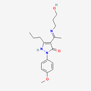 (4Z)-4-{1-[(3-hydroxypropyl)amino]ethylidene}-2-(4-methoxyphenyl)-5-propyl-2,4-dihydro-3H-pyrazol-3-one