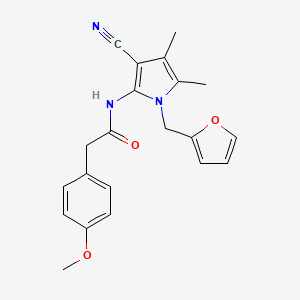 N-[3-cyano-1-(furan-2-ylmethyl)-4,5-dimethyl-1H-pyrrol-2-yl]-2-(4-methoxyphenyl)acetamide