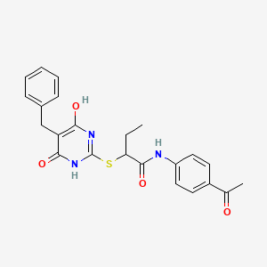 N-(4-acetylphenyl)-2-[(5-benzyl-4-hydroxy-6-oxo-1,6-dihydropyrimidin-2-yl)sulfanyl]butanamide