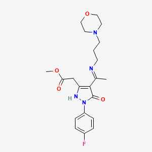 molecular formula C21H27FN4O4 B10876624 methyl [(4Z)-1-(4-fluorophenyl)-4-(1-{[3-(morpholin-4-yl)propyl]amino}ethylidene)-5-oxo-4,5-dihydro-1H-pyrazol-3-yl]acetate 