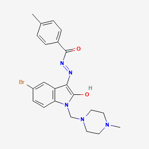 N'-{(3Z)-5-bromo-1-[(4-methylpiperazin-1-yl)methyl]-2-oxo-1,2-dihydro-3H-indol-3-ylidene}-4-methylbenzohydrazide