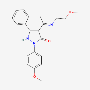 (4Z)-4-{1-[(2-methoxyethyl)amino]ethylidene}-2-(4-methoxyphenyl)-5-phenyl-2,4-dihydro-3H-pyrazol-3-one