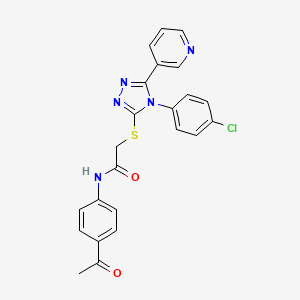 molecular formula C23H18ClN5O2S B10876683 N-(4-acetylphenyl)-2-{[4-(4-chlorophenyl)-5-(pyridin-3-yl)-4H-1,2,4-triazol-3-yl]sulfanyl}acetamide 