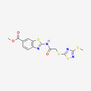 Methyl 2-[({[3-(methylsulfanyl)-1,2,4-thiadiazol-5-yl]sulfanyl}acetyl)amino]-1,3-benzothiazole-6-carboxylate