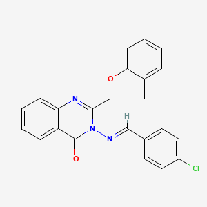 molecular formula C23H18ClN3O2 B10876699 3-{[(E)-(4-chlorophenyl)methylidene]amino}-2-[(2-methylphenoxy)methyl]quinazolin-4(3H)-one 