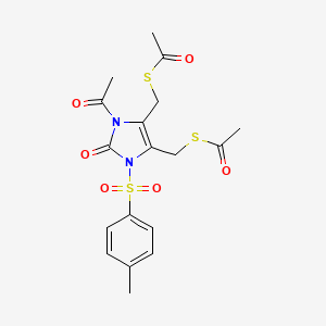 {1-Acetyl-5-[(acetylsulfanyl)methyl]-3-[(4-methylphenyl)sulfonyl]-2-oxo-2,3-dihydro-1H-imidazol-4-YL}methyl ethanethioate