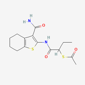 molecular formula C15H20N2O3S2 B10876773 S-{1-[(3-carbamoyl-4,5,6,7-tetrahydro-1-benzothiophen-2-yl)amino]-1-oxobutan-2-yl} ethanethioate 