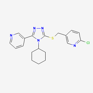 molecular formula C19H20ClN5S B10876796 2-chloro-5-({[4-cyclohexyl-5-(pyridin-3-yl)-4H-1,2,4-triazol-3-yl]sulfanyl}methyl)pyridine 