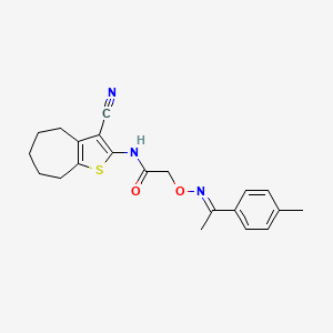 molecular formula C21H23N3O2S B10876849 N-(3-cyano-5,6,7,8-tetrahydro-4H-cyclohepta[b]thiophen-2-yl)-2-({[(1E)-1-(4-methylphenyl)ethylidene]amino}oxy)acetamide 