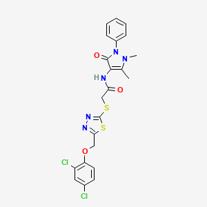 2-({5-[(2,4-dichlorophenoxy)methyl]-1,3,4-thiadiazol-2-yl}sulfanyl)-N-(1,5-dimethyl-3-oxo-2-phenyl-2,3-dihydro-1H-pyrazol-4-yl)acetamide