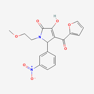 molecular formula C18H16N2O7 B10876889 4-(Furan-2-carbonyl)-3-hydroxy-1-(2-methoxyethyl)-5-(3-nitrophenyl)-1H-pyrrol-2(5H)-one 