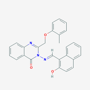 molecular formula C27H21N3O3 B10876895 3-{[(E)-(2-hydroxynaphthalen-1-yl)methylidene]amino}-2-[(2-methylphenoxy)methyl]quinazolin-4(3H)-one 