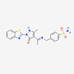 molecular formula C20H19N5O3S2 B10876903 4-[({(1Z)-1-[1-(1,3-benzothiazol-2-yl)-3-methyl-5-oxo-1,5-dihydro-4H-pyrazol-4-ylidene]ethyl}amino)methyl]benzenesulfonamide 