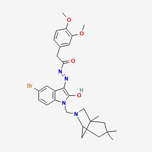 molecular formula C29H35BrN4O4 B10876922 N'-{(3Z)-5-bromo-2-oxo-1-[(1,3,3-trimethyl-6-azabicyclo[3.2.1]oct-6-yl)methyl]-1,2-dihydro-3H-indol-3-ylidene}-2-(3,4-dimethoxyphenyl)acetohydrazide 