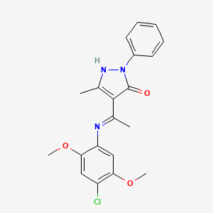 (4Z)-4-{1-[(4-chloro-2,5-dimethoxyphenyl)amino]ethylidene}-5-methyl-2-phenyl-2,4-dihydro-3H-pyrazol-3-one