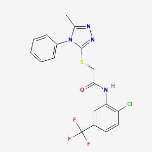 molecular formula C18H14ClF3N4OS B10876989 N-[2-chloro-5-(trifluoromethyl)phenyl]-2-[(5-methyl-4-phenyl-4H-1,2,4-triazol-3-yl)sulfanyl]acetamide 