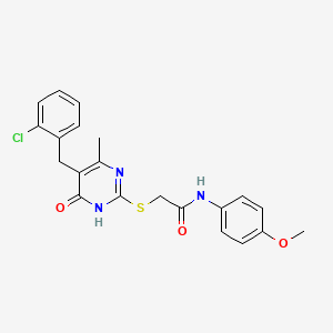 molecular formula C21H20ClN3O3S B10876999 2-{[5-(2-chlorobenzyl)-4-hydroxy-6-methylpyrimidin-2-yl]sulfanyl}-N-(4-methoxyphenyl)acetamide 