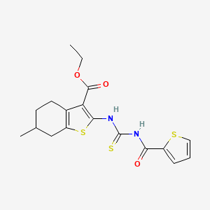 molecular formula C18H20N2O3S3 B10877004 Ethyl 6-methyl-2-{[(thiophen-2-ylcarbonyl)carbamothioyl]amino}-4,5,6,7-tetrahydro-1-benzothiophene-3-carboxylate 