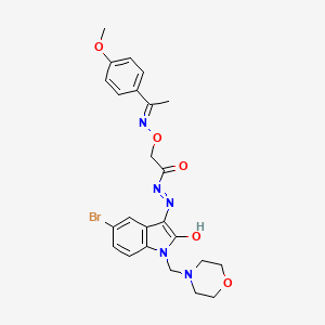 N'-[(3Z)-5-bromo-1-(morpholin-4-ylmethyl)-2-oxo-1,2-dihydro-3H-indol-3-ylidene]-2-({[(1E)-1-(4-methoxyphenyl)ethylidene]amino}oxy)acetohydrazide