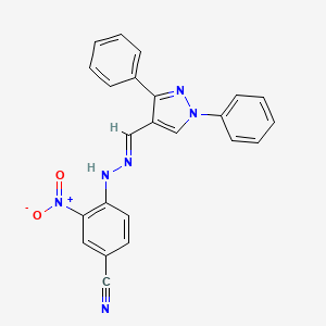 molecular formula C23H16N6O2 B10877041 4-{(2E)-2-[(1,3-diphenyl-1H-pyrazol-4-yl)methylidene]hydrazinyl}-3-nitrobenzonitrile 