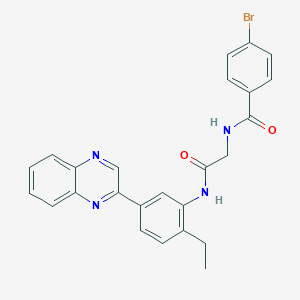 molecular formula C25H21BrN4O2 B10877045 4-bromo-N-(2-{[2-ethyl-5-(quinoxalin-2-yl)phenyl]amino}-2-oxoethyl)benzamide 