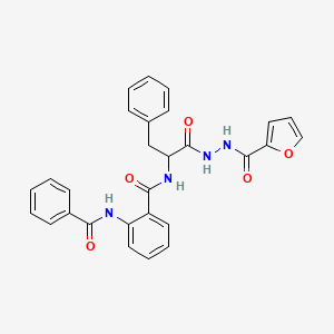 N-{1-[2-(furan-2-ylcarbonyl)hydrazinyl]-1-oxo-3-phenylpropan-2-yl}-2-[(phenylcarbonyl)amino]benzamide (non-preferred name)