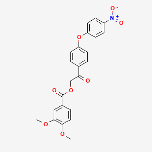 molecular formula C23H19NO8 B10877140 2-[4-(4-Nitrophenoxy)phenyl]-2-oxoethyl 3,4-dimethoxybenzoate 