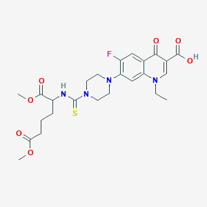 molecular formula C25H31FN4O7S B10877156 7-{4-[(1,6-Dimethoxy-1,6-dioxohexan-2-yl)carbamothioyl]piperazin-1-yl}-1-ethyl-6-fluoro-4-oxo-1,4-dihydroquinoline-3-carboxylic acid 