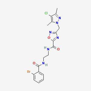 N-[2-[(2-Bromobenzoyl)amino]ethyl]-3-[(4-chloro-3,5-dimethyl-1H-pyrazol-1-yl)methyl]-1,2,4-oxadiazole-5-carboxamide